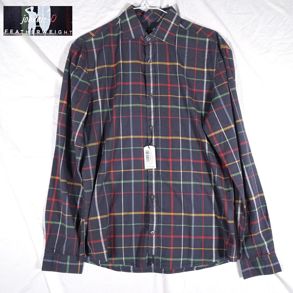 Johnnie-O Featherweight Cotton Button Up Shirt Long Sleeve Navy Blue Small NWT